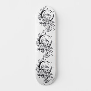 Skateboard Estilo de tatuaje de moda floral creciente Deck
