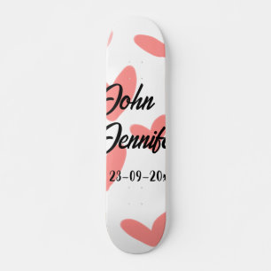 Skateboard estilo de texto minimalista simple blanco corazón