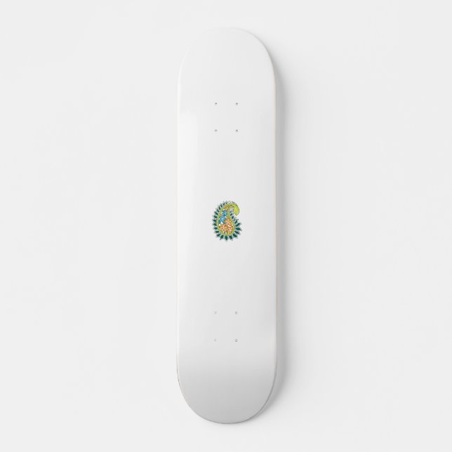 Skateboard Estilo decorativo, verde azul oscuro, wattle (Anverso )