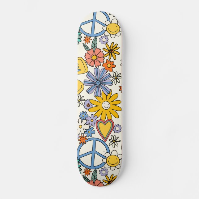 Skateboard Estilo floral hippy (Anverso)