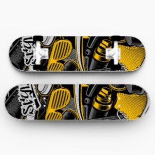 Skateboard estilo graffiti amarillo   Pista de pat