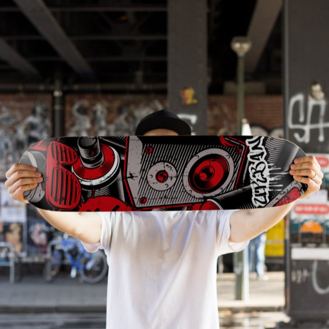 Skateboard estilo Graffiti Rojo | Skateboard Rojo (Retro Graffiti Skateboard Deck)