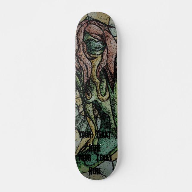 Skateboard estilo retro abstracto de arte callejero lady (Anverso )