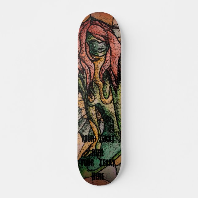 Skateboard estilo retro abstracto de arte callejero lady (Anverso )