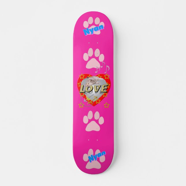 Skateboard Estrella chica ♡ AMAR a Nyan Pink (Anverso )