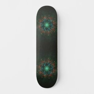 Skateboard Estrella de neón Fractal – Verde luminoso y Electr