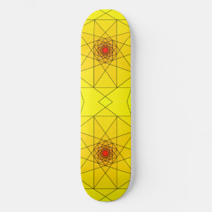 Skateboard Estrella Geométrica Explosiva - Diseño Amarillo y