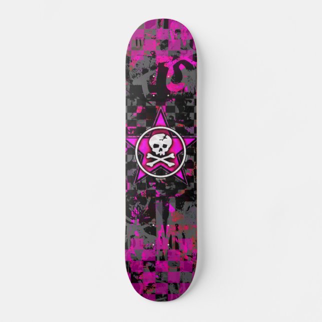 Skateboard Estrella rosa Skull (Anverso)
