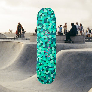 Skateboard Estrella Súper Lindo Brillo Turquesa