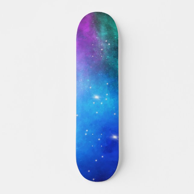 Skateboard Estrella verde azulada azul morada Nebulosa Espaci (Anverso )