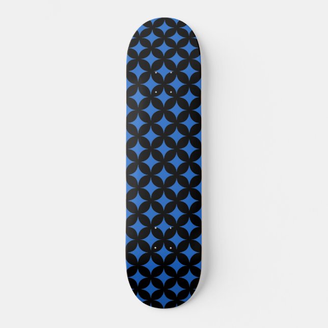 Skateboard Estrellas abstractas en azul y negro (Anverso)