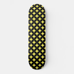 Skateboard Estrellas abstractas en negro y amarillo