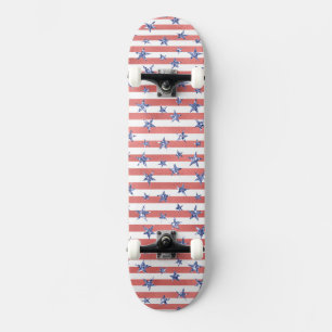 Skateboard Estrellas azules del Purpurina blanco rojo
