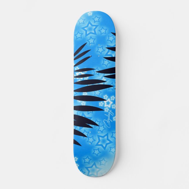 Skateboard Estrellas azules tropicales (Anverso)