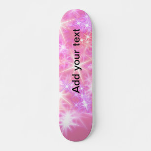 Skateboard Estrellas brillantes rosas simples añaden tu texto