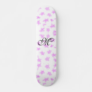 Skateboard estrellas de acuarela rosadas simples agregar nomb