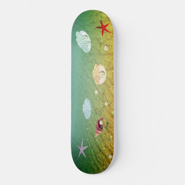 Skateboard Estrellas de mar y conchas de ostra con perlas her (Anverso)