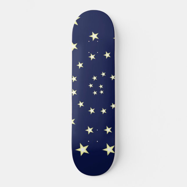 Skateboard Estrellas elegantes en espiral sobre azul marino (Anverso)