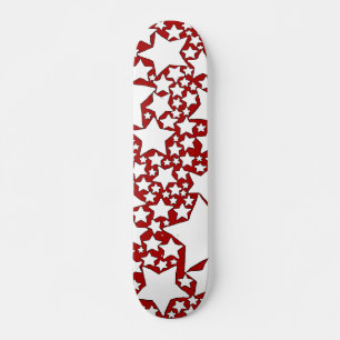 Skateboard Estrellas, Estrellas, Estrellas en Rojo y Blanco