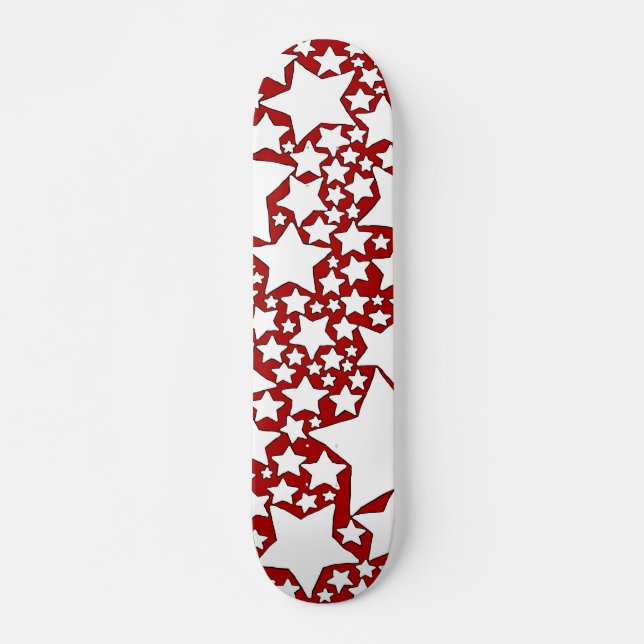 Skateboard Estrellas, Estrellas, Estrellas en Rojo y Blanco (Anverso )