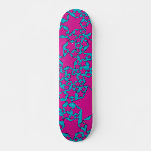Skateboard Estrellas, Estrellas, Estrellas en Turquesa y Rosa