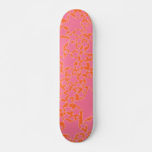 Skateboard Estrellas, estrellas y estrellas en rosa y Naranja