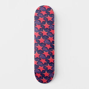 Skateboard Estrellas Fucsias Patrón Cósmico Púrpura