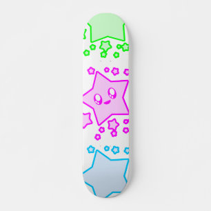 SKATEBOARD ESTRELLAS KAWAII CARA FELIZ ESPACIO
