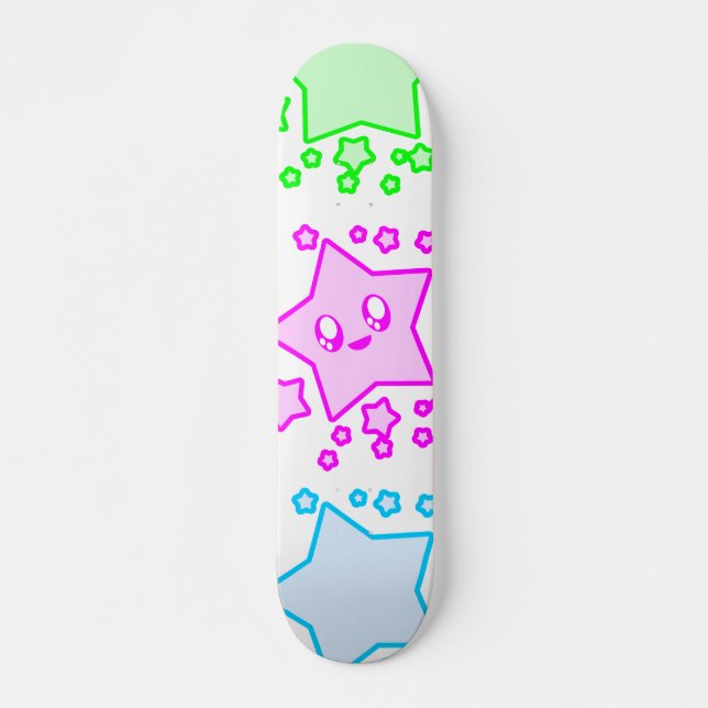 SKATEBOARD ESTRELLAS KAWAII CARA FELIZ ESPACIO (Anverso )
