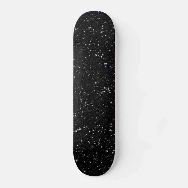 Skateboard Estrellas Purpurinas2 - Negro plateado (Anverso)