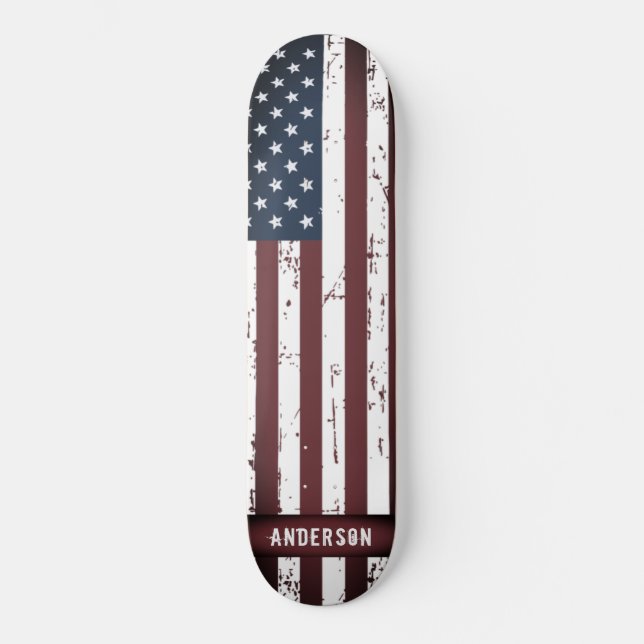 Skateboard Estrellas y bandas personalizadas Bandera estadoun (Anverso)