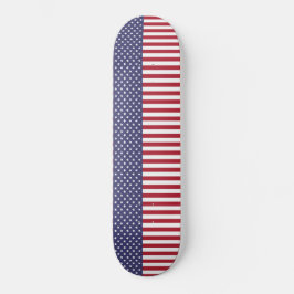 Skateboard Estrellas Y Bandera De Rayas Rojas Y Azules