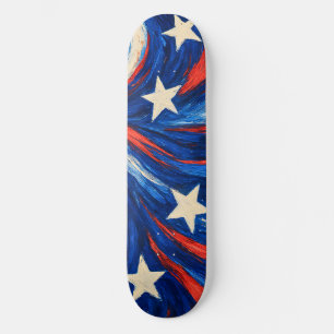 Skateboard Estrellas y Franjas Rojas Blancas y Azules