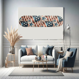 Skateboard Estrellas y rayas Bandera americana Diversión azul