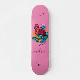 Skateboard Exótico Flamingo Rosado nombre espumoso de verano 