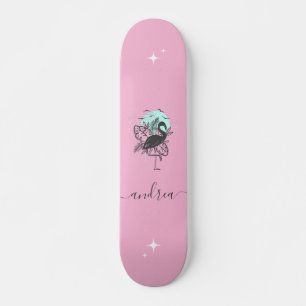 Skateboard Exótico Flamingo Rosado nombre espumoso de verano