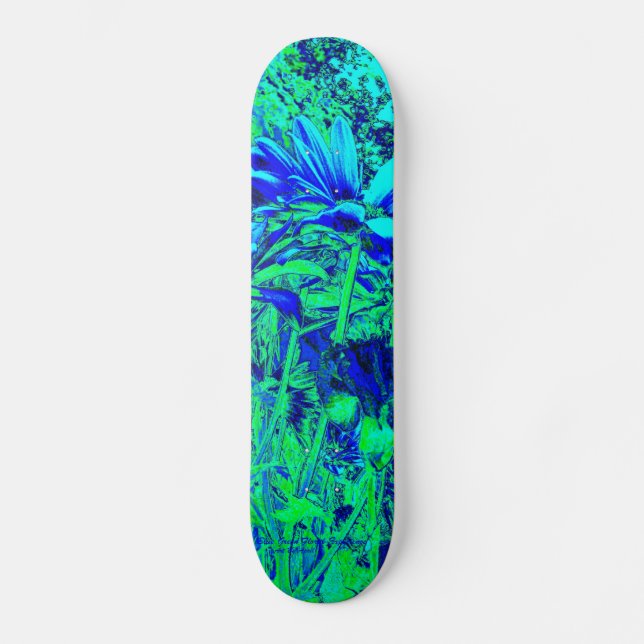 Skateboard Experiencia floral del verde azul (Anverso)