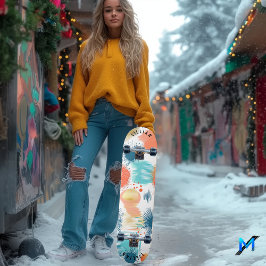 Skateboard Explosión de Pastel Abstracto con Arte Contemporán
