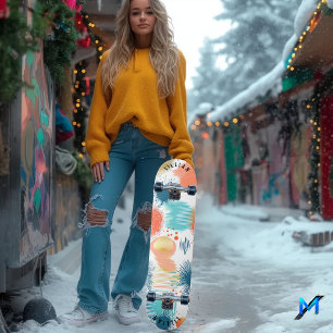 Skateboard Explosión de Pastel Abstracto con Arte Contemporán