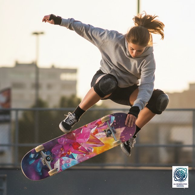 Skateboard Explosión Impresionante de Cristales de Bismuto de (Colorful Explosion of Bismuth Crystals Skateboard Cover Photo)
