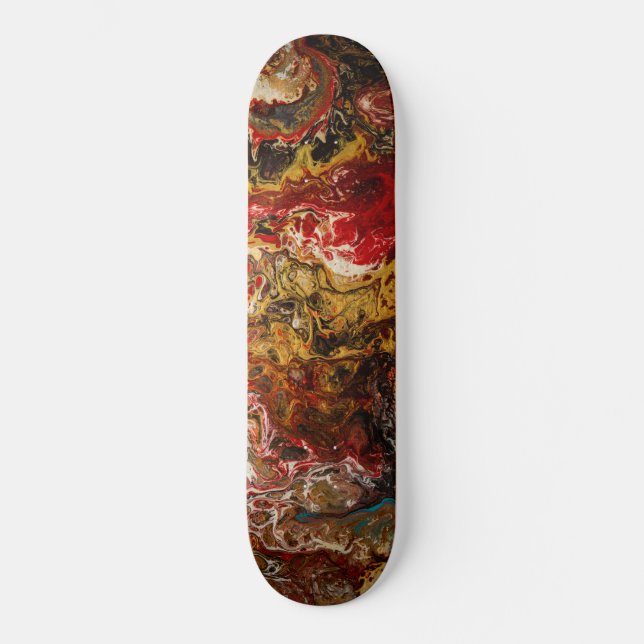Skateboard Expressionismo abstracto Oro negro y rojo (Anverso)