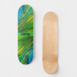 Skateboard "Extraños verdes amarillos" en el tablero de esquí