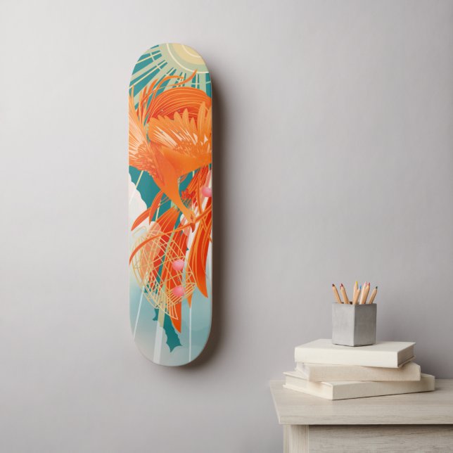 Skateboard Fairytale Firebird Golden Cage Illustration (Arte de la pared)