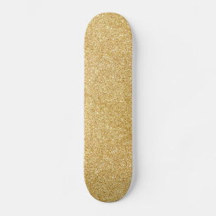 Skateboard Falso purpurina elegante del oro