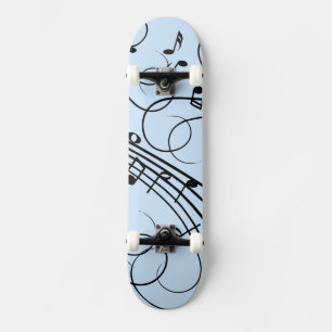 Skateboard Fancy Music Notes Blue