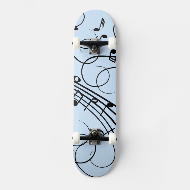 Skateboard Fancy Music Notes Blue (Anverso)