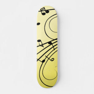 Skateboard Fancy Music Notes Yellow