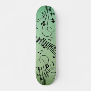 Skateboard Fancy Notes Green Music Design
