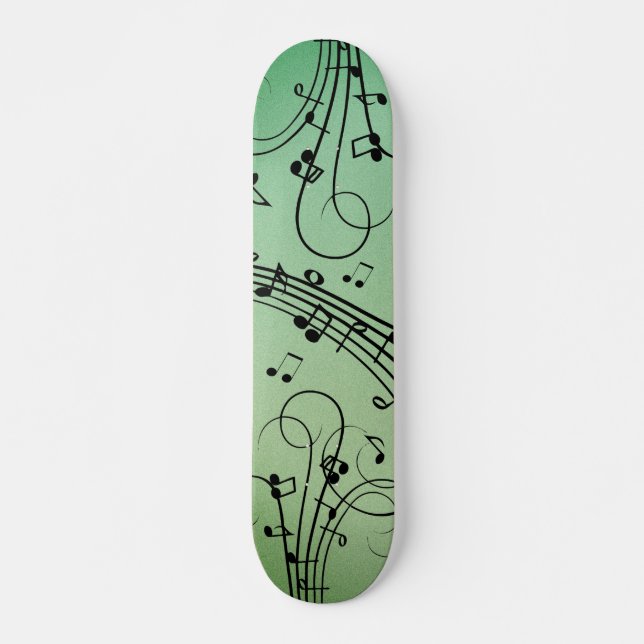 Skateboard Fancy Notes Green Music Design (Anverso )