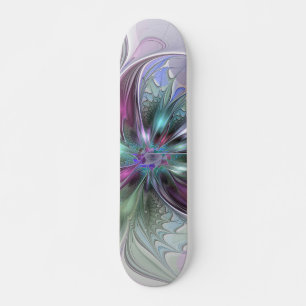Skateboard Fantasía abstracta moderna fractal floral colorida